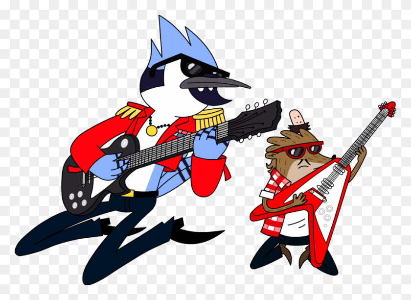 900x638 The Most Inventive Show Of Tv39s Nostalgia Mordecai Y Los Rigbys, Guitar, Leisure Activities, Musical Instrument HD PNG Download