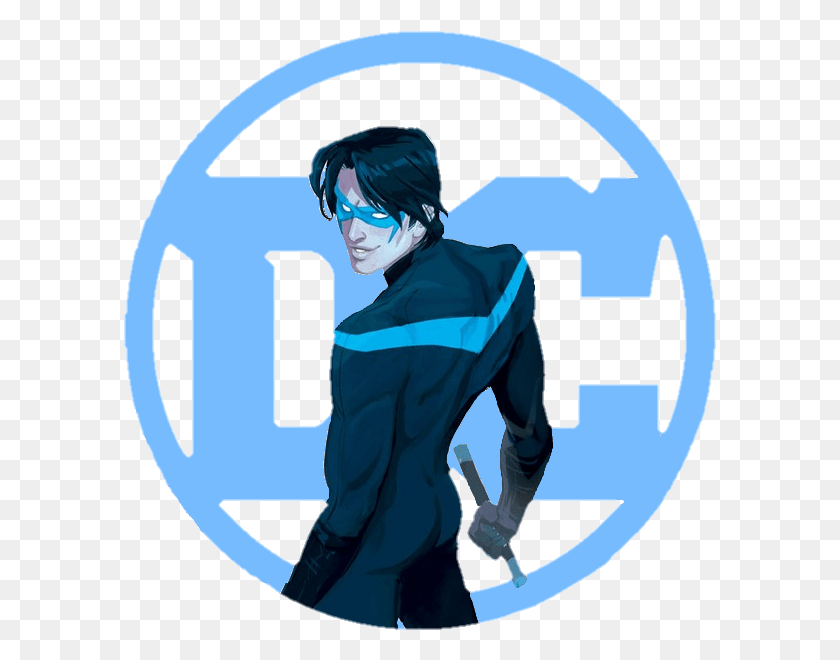 593x600 Descargar Png El Nuevo Logotipo De Dc Lanzado Después De Renacimiento Personalizado Para Nightwing Logotipo De Dc, Persona, Humano, Texto Hd Png