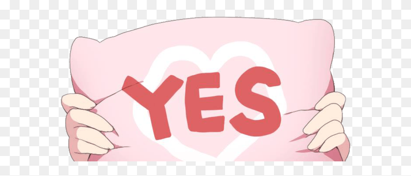 597x301 The New Meme Lets Characters Hold A Yes Pillow Which Yes, Hand, Fist, Text HD PNG Download