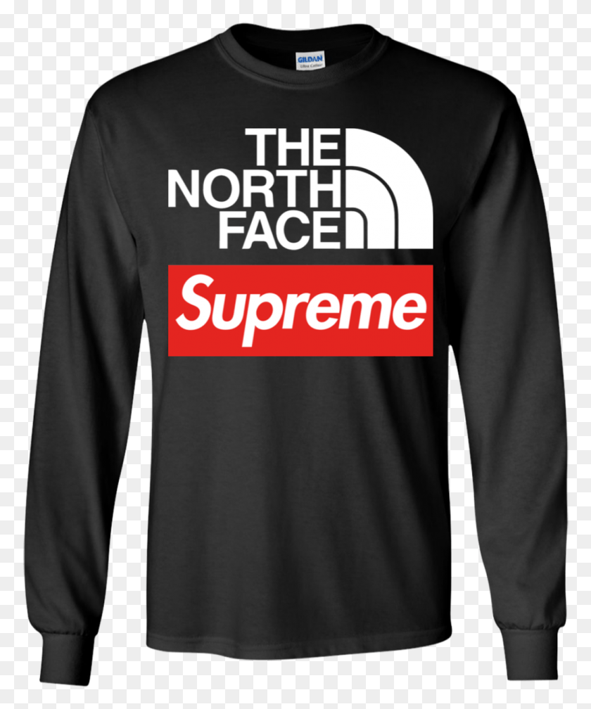 1044x1270 The North Face And Supreme Logo Funny T Shirt Youth Long Sleeved T Shirt, Sleeve, Clothing, Apparel HD PNG Download