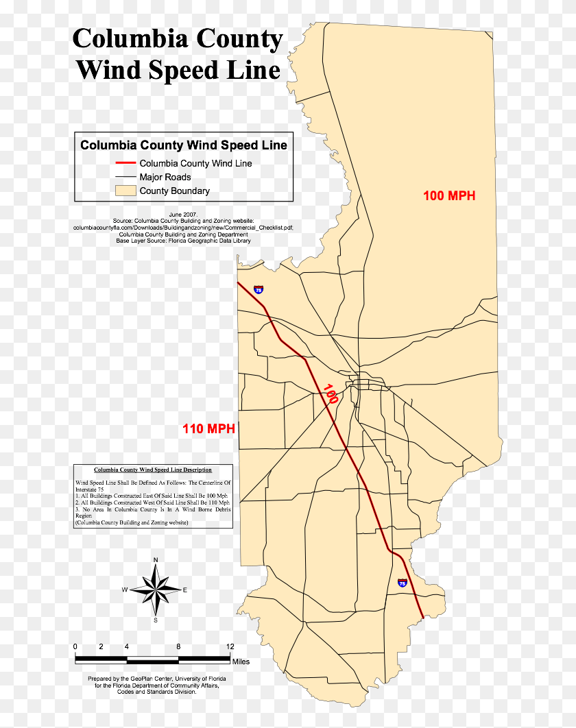 629x1002 The Official Wind Zone Map For Columbia County Map Of Columbia County Florida, Plot, Diagram, Vegetation HD PNG Download