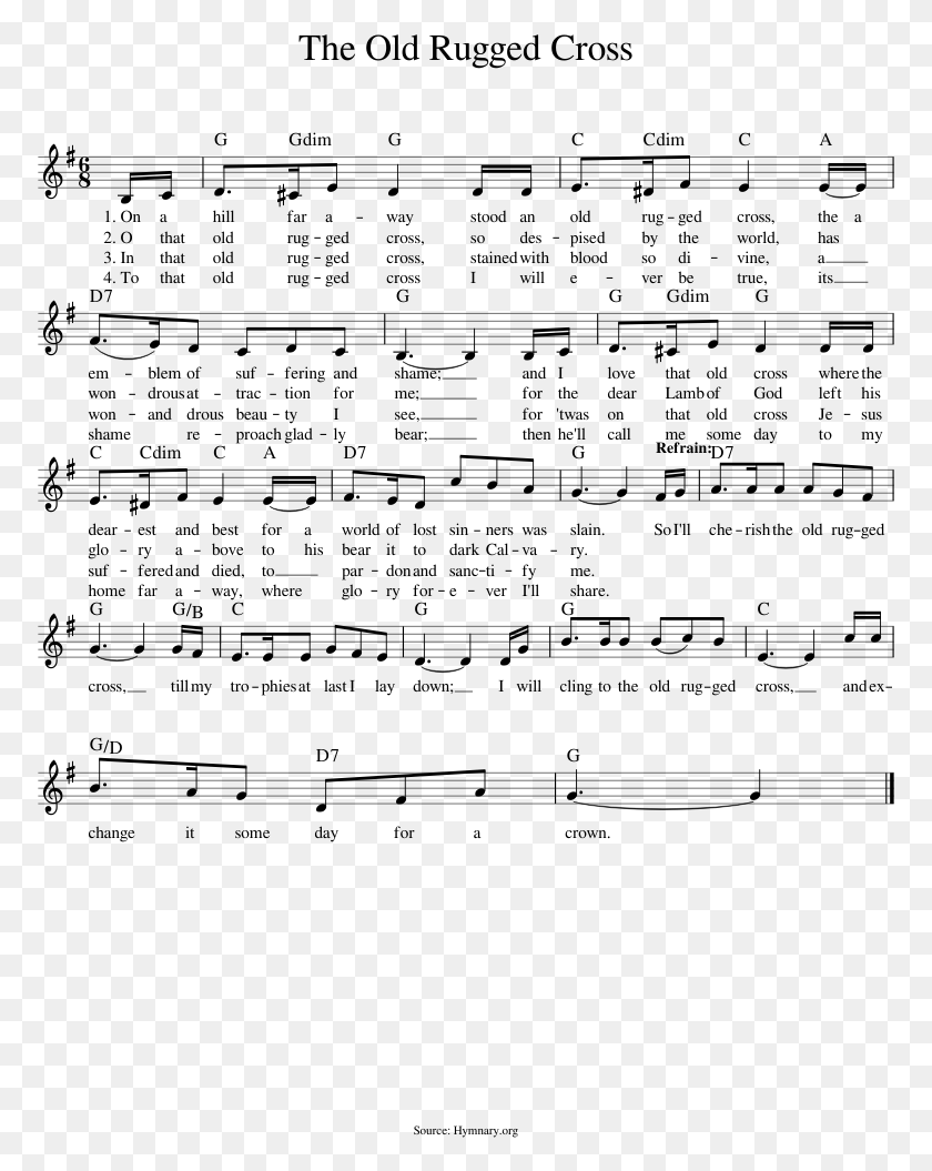 773x995 Descargar Png The Old Rugged Cross Partitura Png