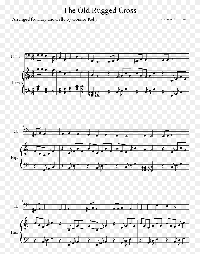 749x1007 The Old Rugged Cross Sheet Music Composed By George Shostakovich Waltz 2 Notes, Gray, World Of Warcraft HD PNG Download