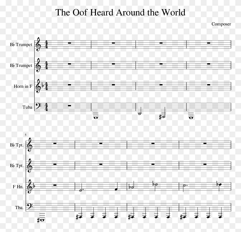 773x751 The Oof Heard Around The World Sheet Music For Trumpet Hark The Herald Angels Sing Wilcocks, Gray, World Of Warcraft HD PNG Download