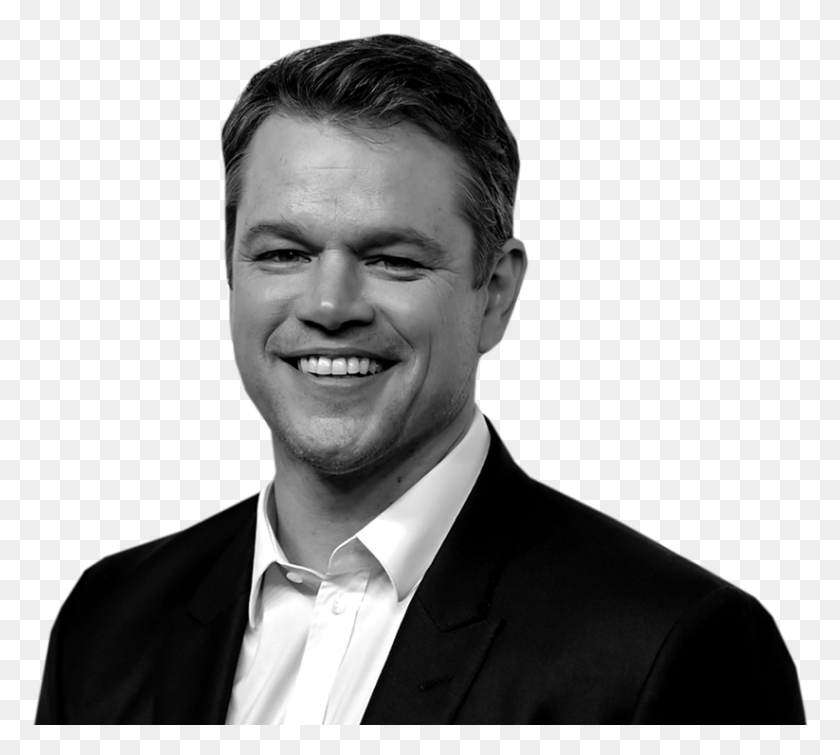 823x734 The Other You Lose With All Of Their Films Matt Damon Black And White, Face, Person, Human HD PNG Download