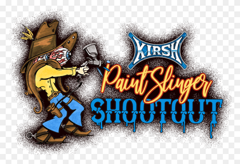1009x667 The Paint Slinger Shootout Is A Motorcycle Helmet Painting Cartoon, Text, Light, Poster HD PNG Download