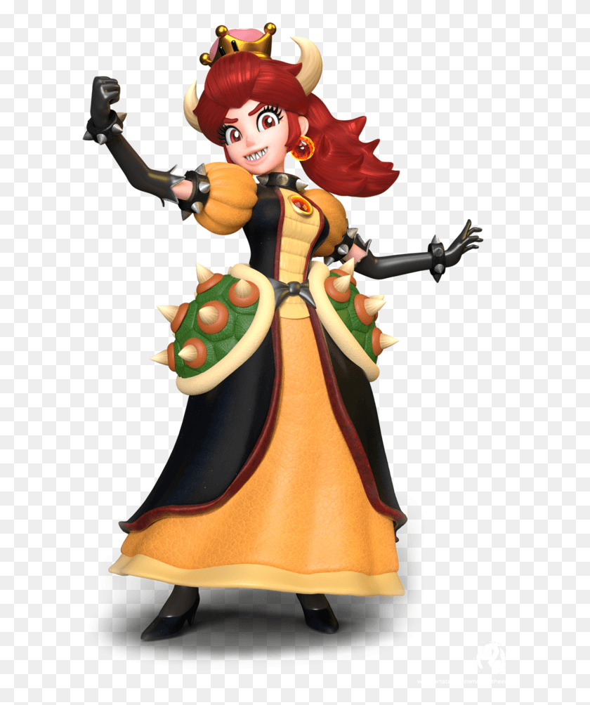 608x944 The Picture On The Left Is From The Official Mario Bowsette Slapping Her Ass, Figurine, Doll, Toy HD PNG Download
