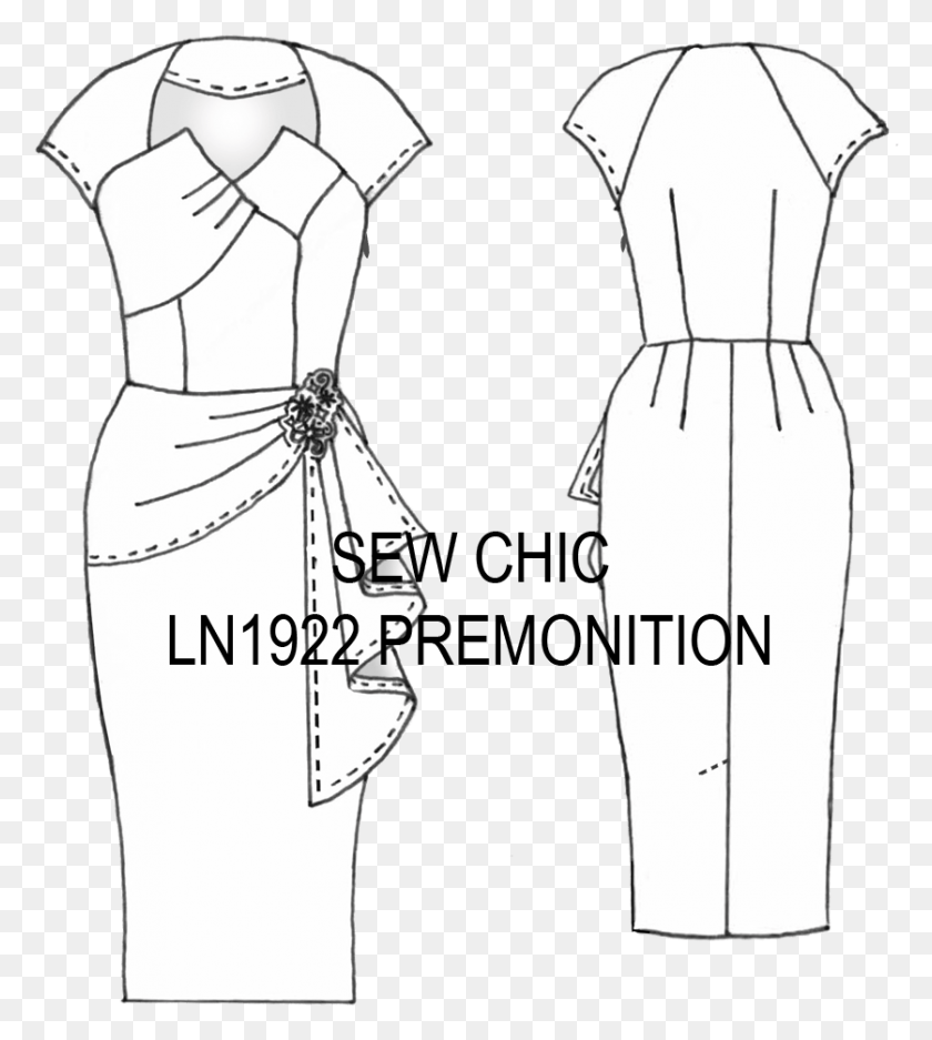 837x942 The Pleated Right Side Overlay Perfectly Balances The Illustration, Clothing, Apparel, Plot Descargar Hd Png
