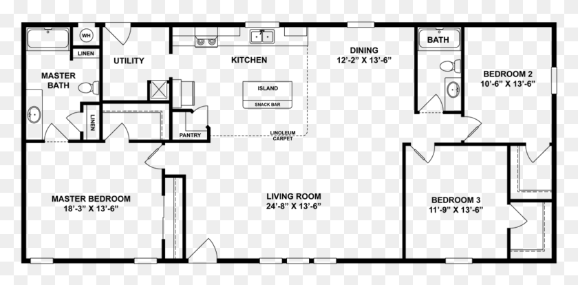 1022x464 The Plumas 2760 Floor Plan Intimidator 3101 Master Bathroom Without Tub, Gray, World Of Warcraft HD PNG Download
