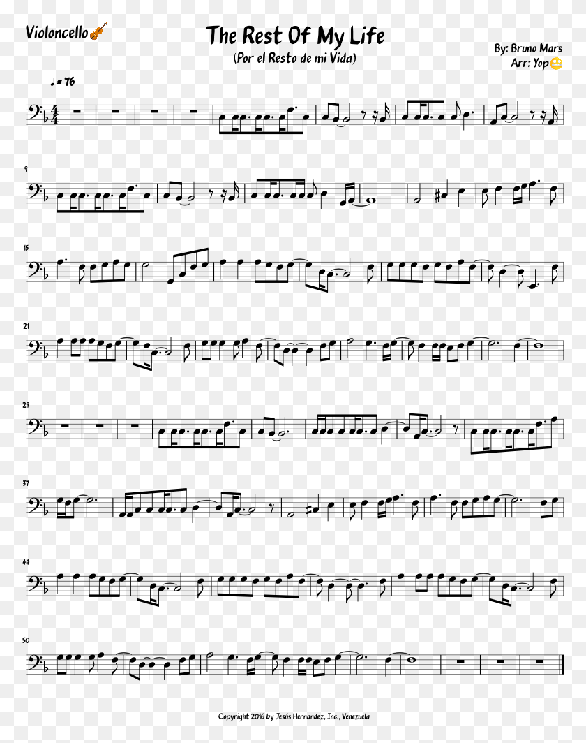 778x1004 The Rest Of My Life Rest Of My Life Bruno Mars Sheet Music, Gray, World Of Warcraft HD PNG Download