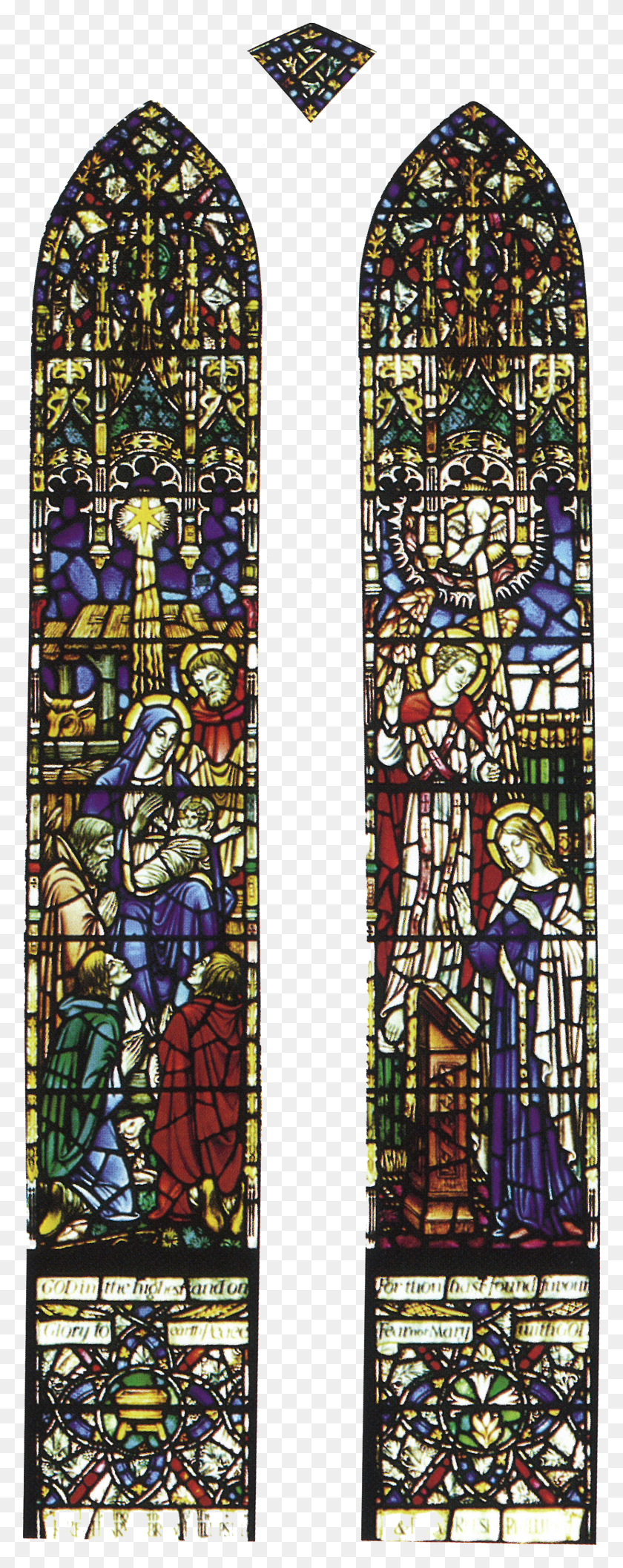1510x3979 The Right Lancet Shows Mary Seated At A Lectern Stained Glass HD PNG Download