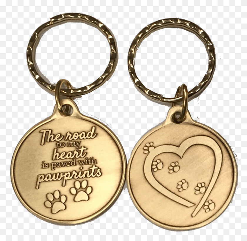 1024x999 The Road To My Heart Is Paved With Paw Prints Small Keychain, Gold, Locket, Pendant HD PNG Download