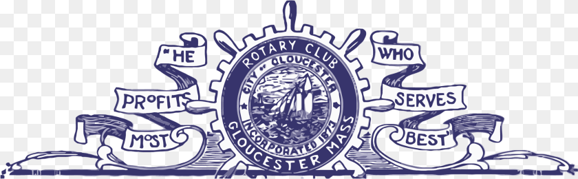 1925x595 The Rotary Club Of Gloucester Ma Emblem, Logo, Symbol, Badge, Text Clipart PNG