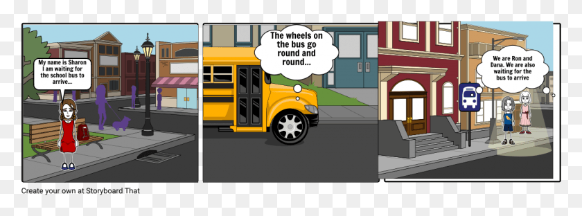 1145x371 El Autobús Escolar De Dibujos Animados, Autobús, Vehículo, Transporte Hd Png