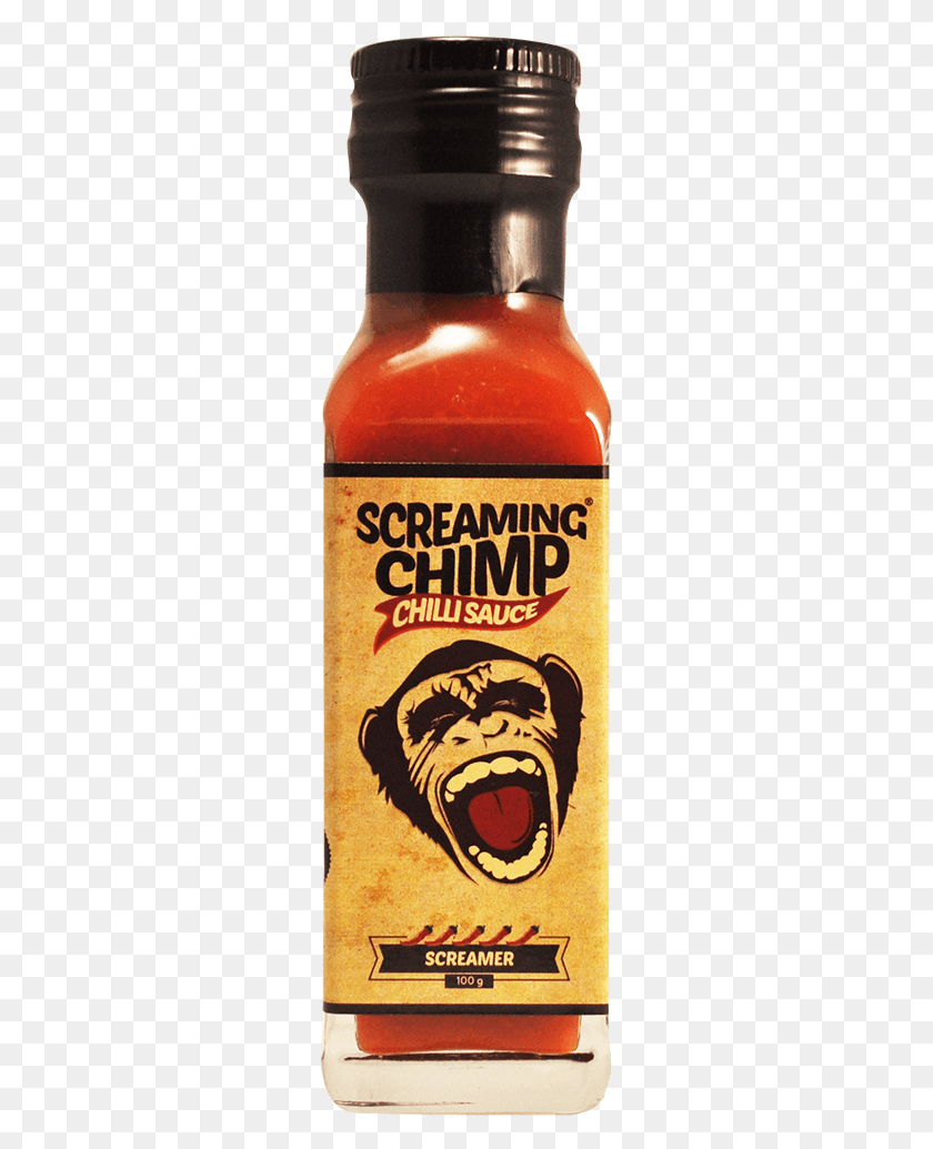 263x975 The Screamer Screaming Chimp Chilli Sauce Bottle, Beer, Alcohol, Beverage HD PNG Download