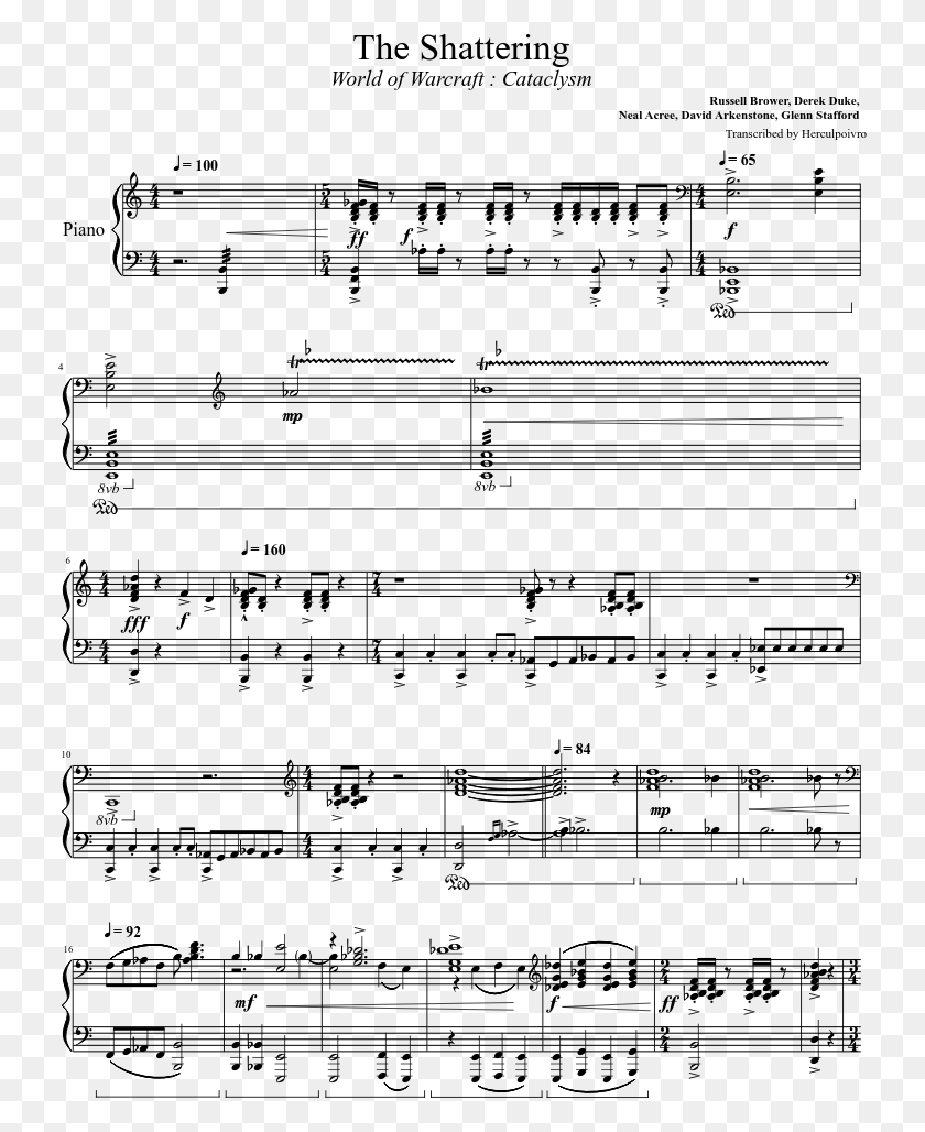 735x968 The Shattering Sheet Music Composed By Russell Brower Bach French Suite 5 Sarabande, Gray, World Of Warcraft HD PNG Download