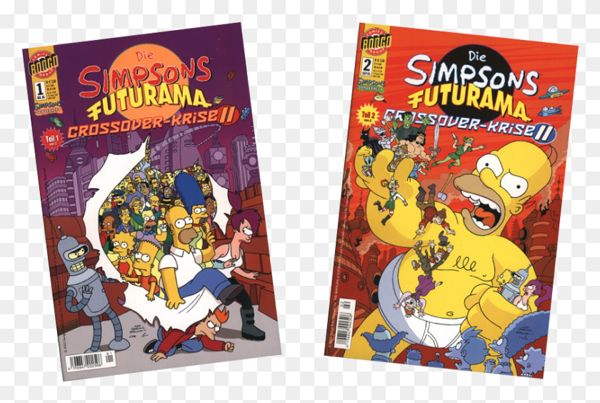842x545 The Simpsons Futurama Crossover Crisis Ii German Logo, Person, Human, Super Mario HD PNG Download