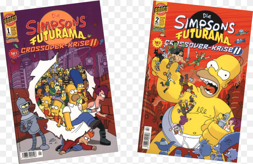842x545 The Simpsons Futurama Crossover Crisis Ii German Logo Simpsons Futurama Crossover Crisis Ii, Book, Comics, Publication, Baby PNG
