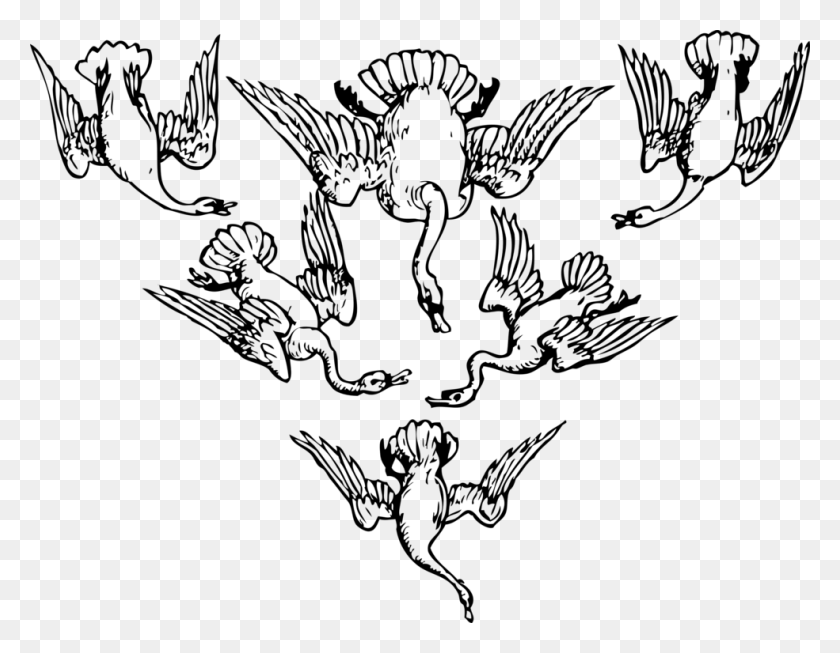 985x750 Шесть Лебедей Cygnini Гусь Птица Дикие Лебеди Летающий Лебедь Иллюстрация, Серый, World Of Warcraft Hd Png Скачать