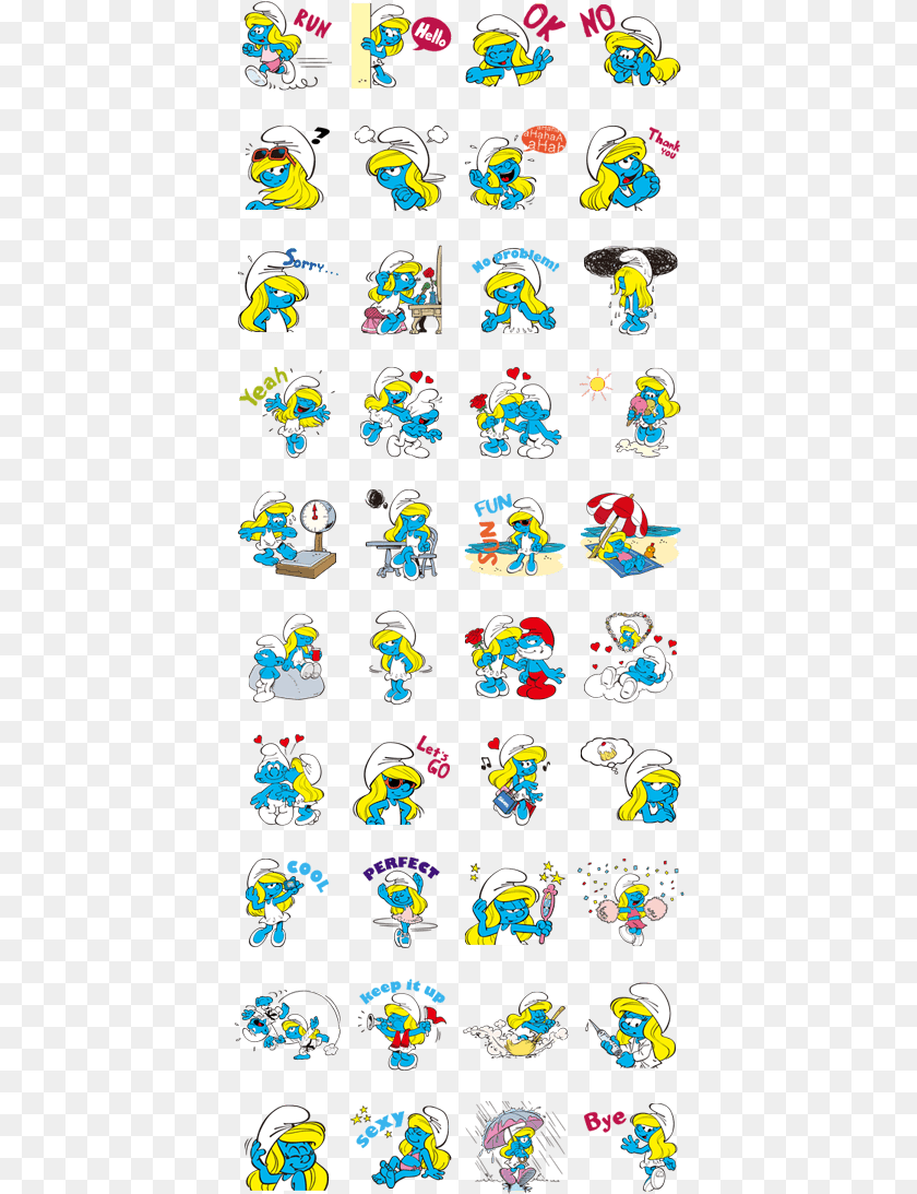 414x1093 The Smurfette Touch Stiker Line The Smurft, Art, Person Clipart PNG