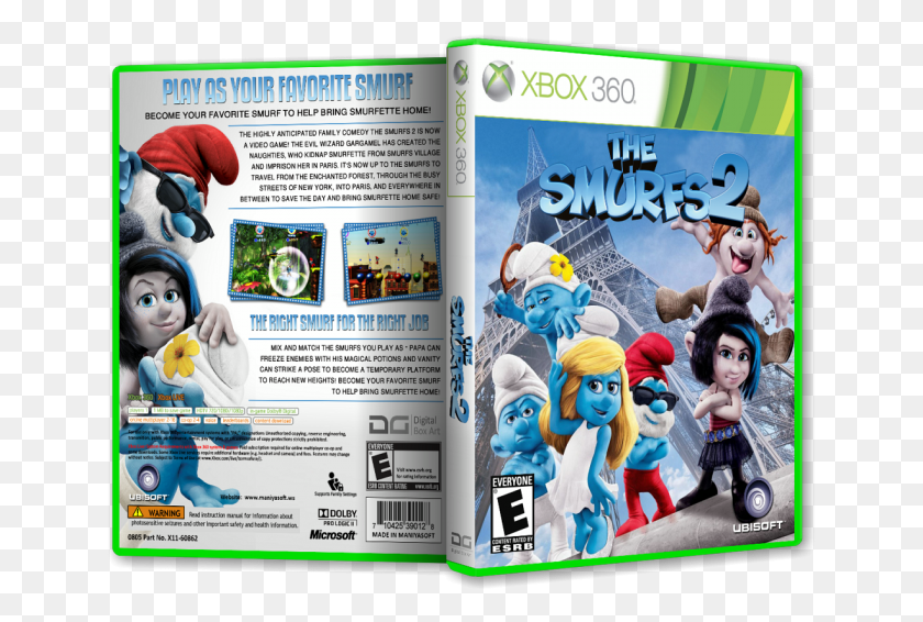 645x506 Descargar Png Los Pitufos 2 Box Art Cover Smurfs 2 Juego Xbox, Muñeca, Juguete, Persona Hd Png