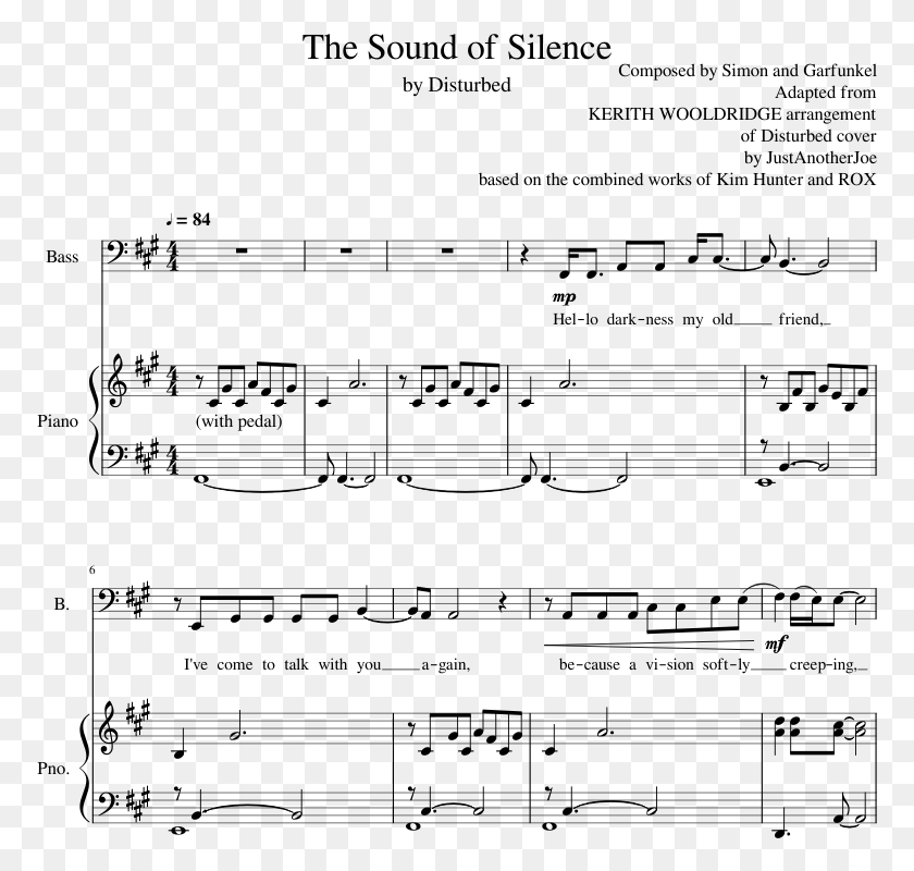 773x740 The Sound Of Silence Disturbed 30 Seconds To Mars The Kill Piano Notes, Gray, World Of Warcraft HD PNG Download