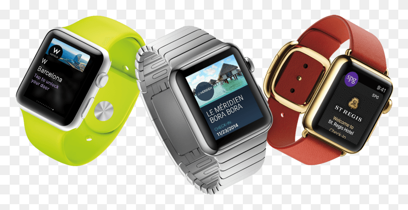 1417x676 The Spg App For Apple Watch Provides The Industry First Watch Apple 2015, Wristwatch, Digital Watch, Mobile Phone HD PNG Download