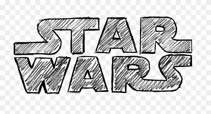 826x418 Descargar Png / La Guerra De Las Galaxias Star Wars Logo Sketch, Alfabeto, Texto, Cruz Hd Png