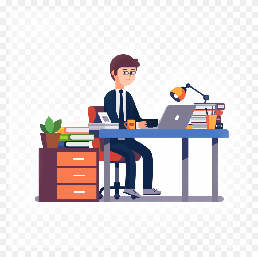 2000x2000 The Startup With Team Businessman In Office Clip Art, Person, Human, Furniture HD PNG Download