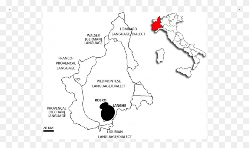 850x480 The Study Areas Within The Linguistic Map Of Piedmont Map, Plot, Diagram, Atlas HD PNG Download