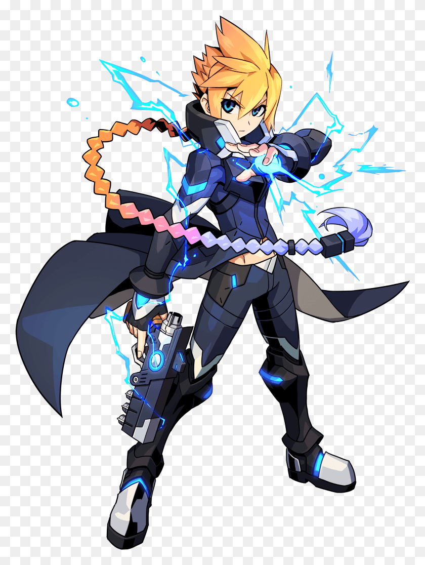 2064x2796 The Switch And As A Metroidvania Style Game It Feels Azure Striker Gunvolt Armed Blue Gunvolt Chara, Person, Human, Comics HD PNG Download