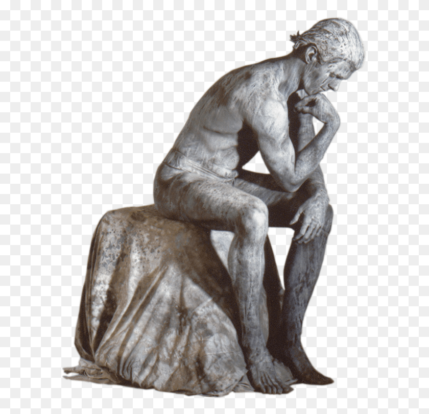 600x751 The Thinker Carving, Statue, Sculpture HD PNG Download