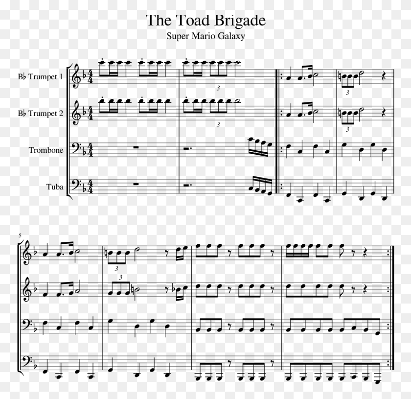 772x755 The Toad Brigade Sheet Music For Trumpet Trombone Sheet Music, Gray, World Of Warcraft HD PNG Download