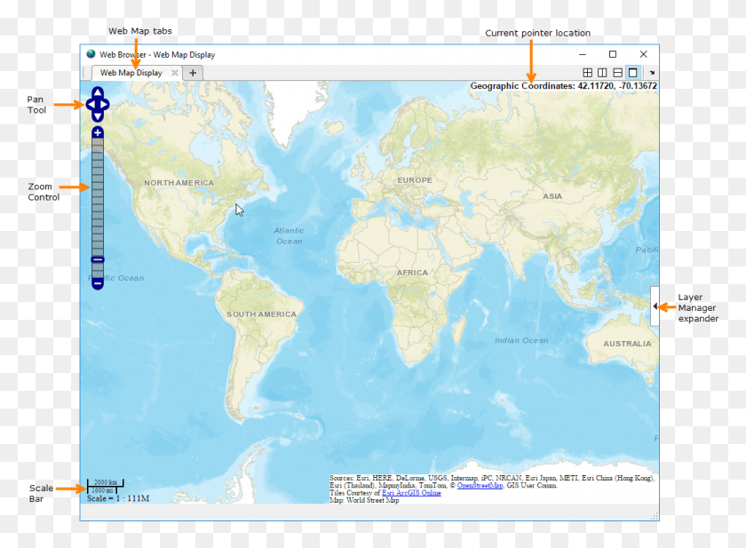 1033x738 Descargar Png La Caja De Herramientas Muestra El Mapa Web En Una Ventana Del Navegador Atlas, Diagrama, Parcela, Vegetación Hd Png