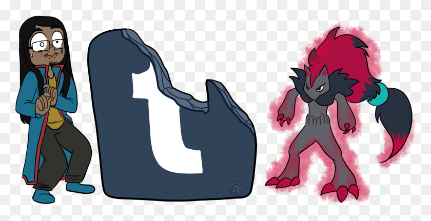 3301x1572 The Tumblr Icon Being Distroyed By Zoroark While Kamon, Person, Human, Clothing HD PNG Download