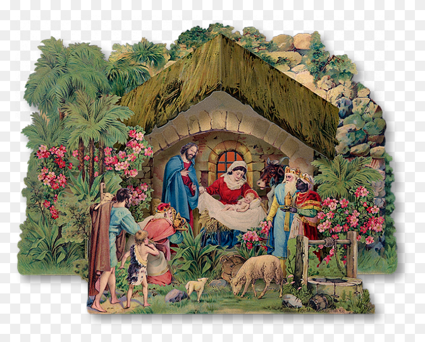 790x624 Рождество Шиповника Станет Прекрасным Дополнением К Винтажной Бумаге Яслей, Человек, Овца Png Скачать