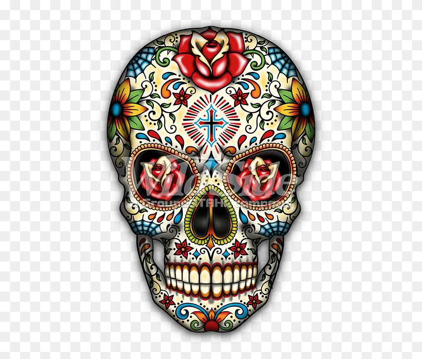 469x654 Descargar Png El Lado Salvaje Tatuagem Caveira Mexicana Tatuagem De Dia De Los Muertos Mexican Skull Sugar, Graphics, Mask Hd Png