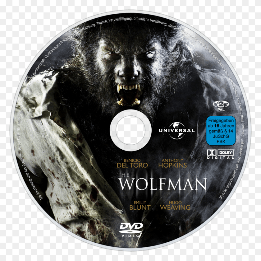 1000x1000 Descargar Png The Wolfman Dvd Disc Image Wolfman 2010, Disco, Casco, Ropa Hd Png