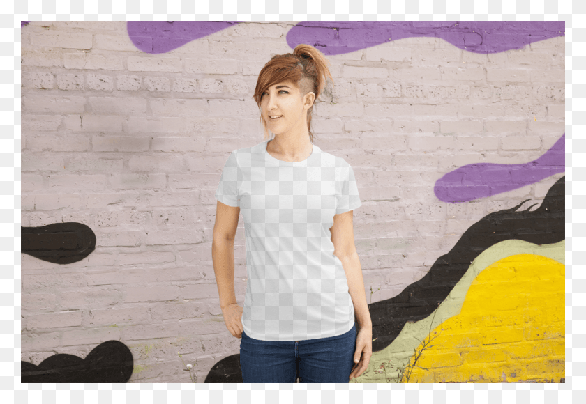 1000x667 The Womens Tee Image Threadless Model T Shirt, Person, Human, Clothing HD PNG Download