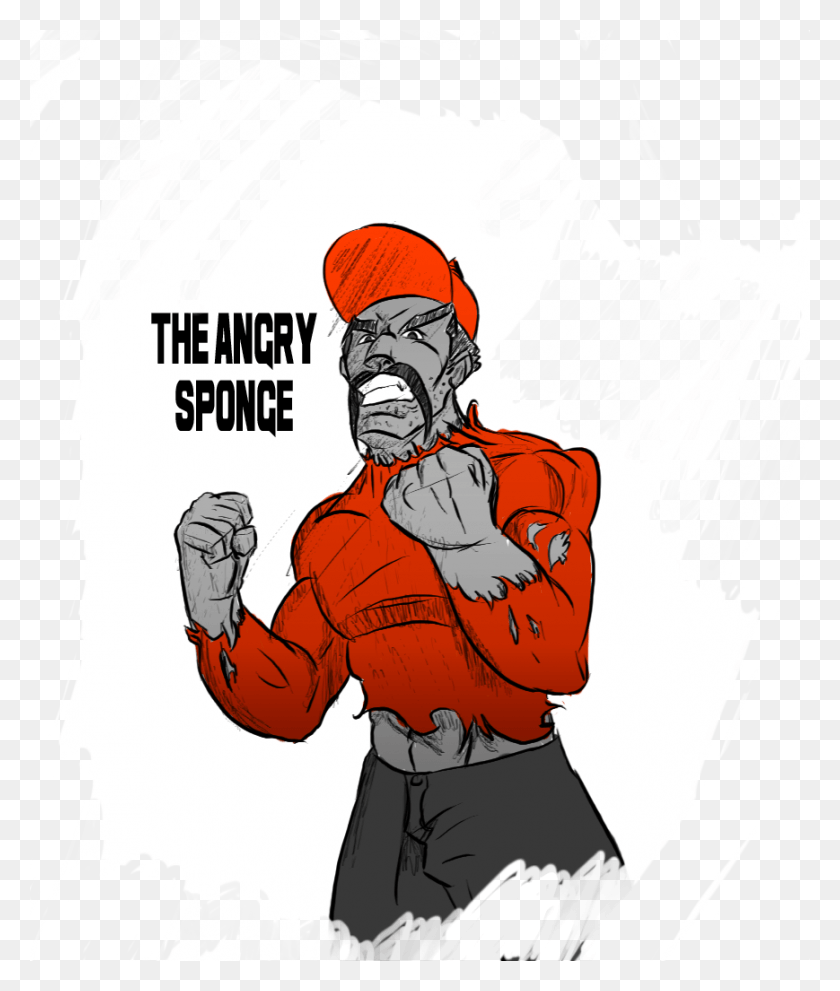 869x1038 Theangry Sponge Illustration Cartoon Fictional Character Illustration, Person, Human, Hand HD PNG Download