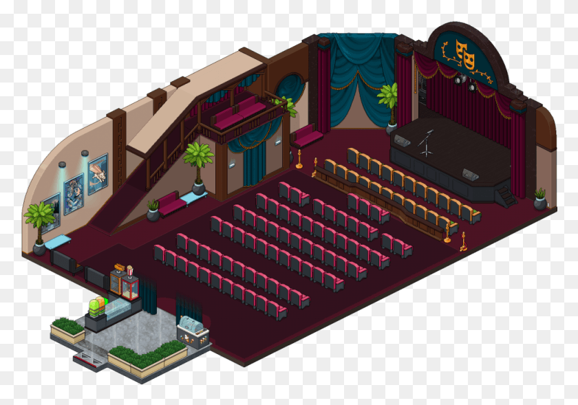 973x661 Theater Habbo Public Room Backgrounds, Handrail, Banister, Indoors HD PNG Download