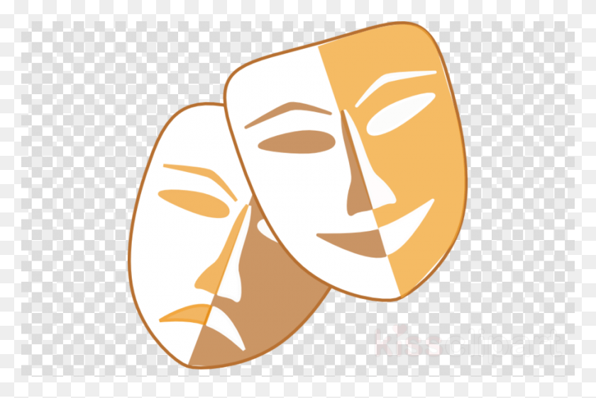 900x580 Theater Mask Clipart Theatre Mask Clip Art Clip Art Theater Masks, Head, Face, Label HD PNG Download