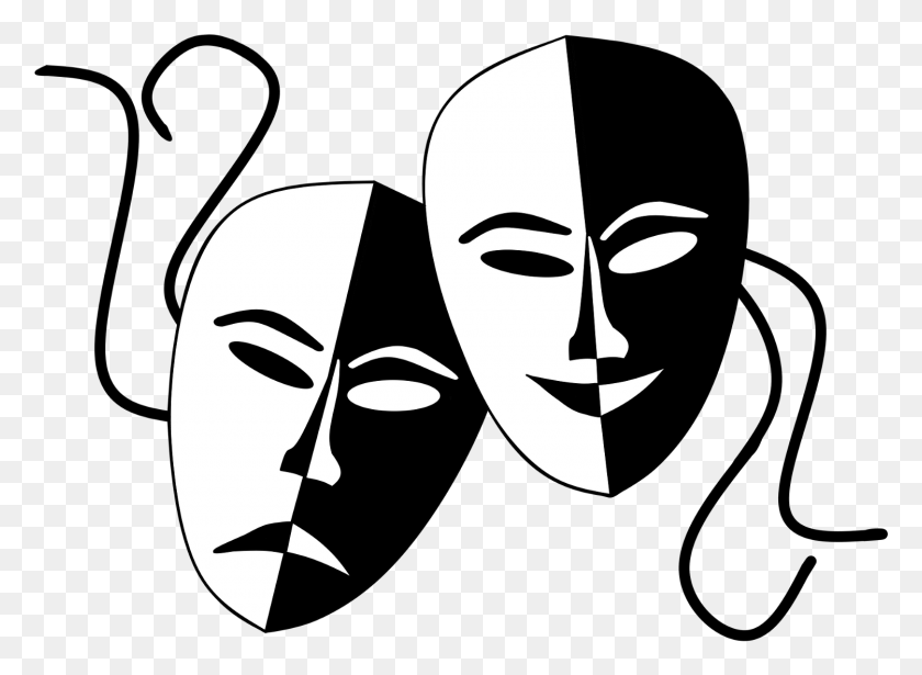 1500x1068 Theatre Masks Clip Art Onlinelabels Clip Art Tragedy Comedy And Tragedy Masks, Stencil HD PNG Download