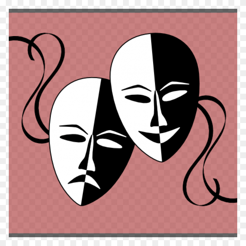 1024x1024 Theatre Masks Clip Art Theatre Masks Clip Art At Clker Drama Masks Transparent Background, Label, Text, Face HD PNG Download