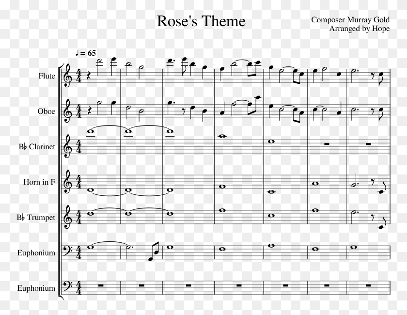773x590 Theme Sheet Music For Flute Clarinet Oboe Sheet Music, Gray, World Of Warcraft HD PNG Download