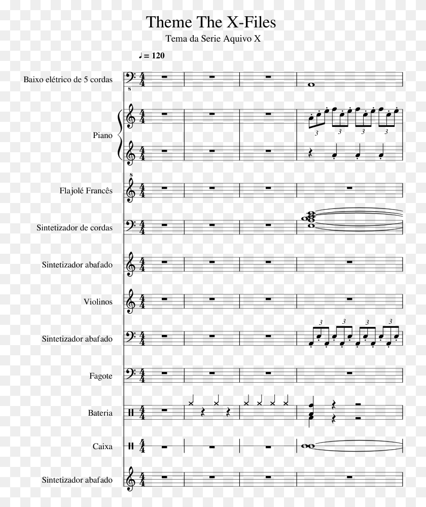 750x939 Theme The X Files Sheet Music 1 Of 98 Pages X Files Theme Song Piano Letters, Gray, World Of Warcraft HD PNG Download