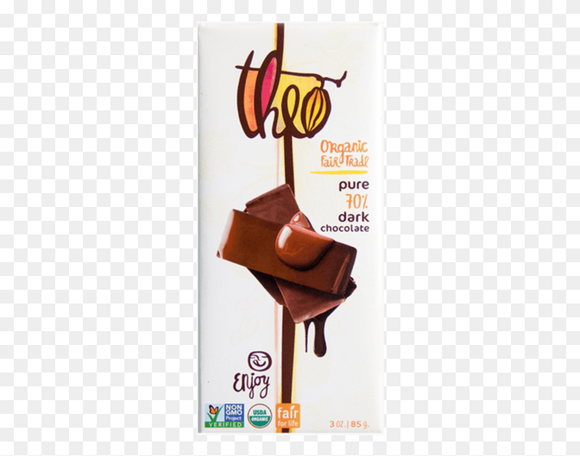 272x601 Theo Organic Fair Trade Pure 70 Темный Шоколадный Батончик Theo Chocolate Bar, Бумага, Реклама, Плакат Hd Png Скачать