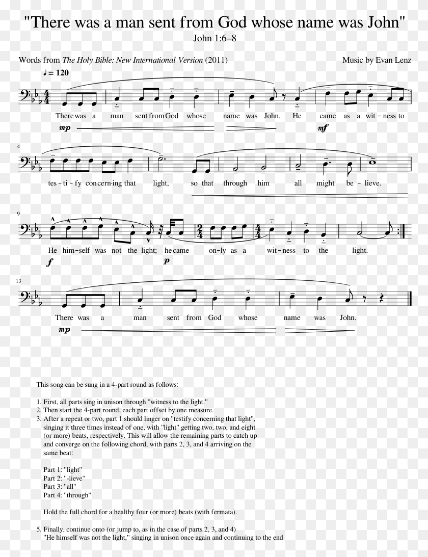 777x1033 There Was A Man Sent From God Whose Name Was John Sheet Music, Gray, World Of Warcraft HD PNG Download