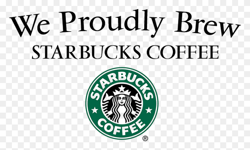 800x458 They Also Serve Light Sandwiches And Pizza On Thursdays Proudly Serving Starbucks, Logo, Symbol, Trademark HD PNG Download