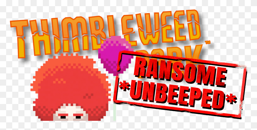 1254x588 Descargar Png Thimbleweed Park Ransome Unbeeped Dlc Exclusivo Para Póster, Texto, Multitud, Alfabeto Hd Png